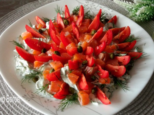 Вкусный Салат с красной рыбой на праздничный стол. Готовим быстро и просто салат без майонеза. 
